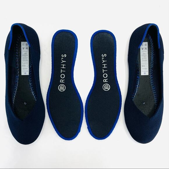 Rothy's Ballet Flats Size 6 Blue Knit Eco-Friendly Sustainable Vegan Round-Toe - Picture 8 of 16